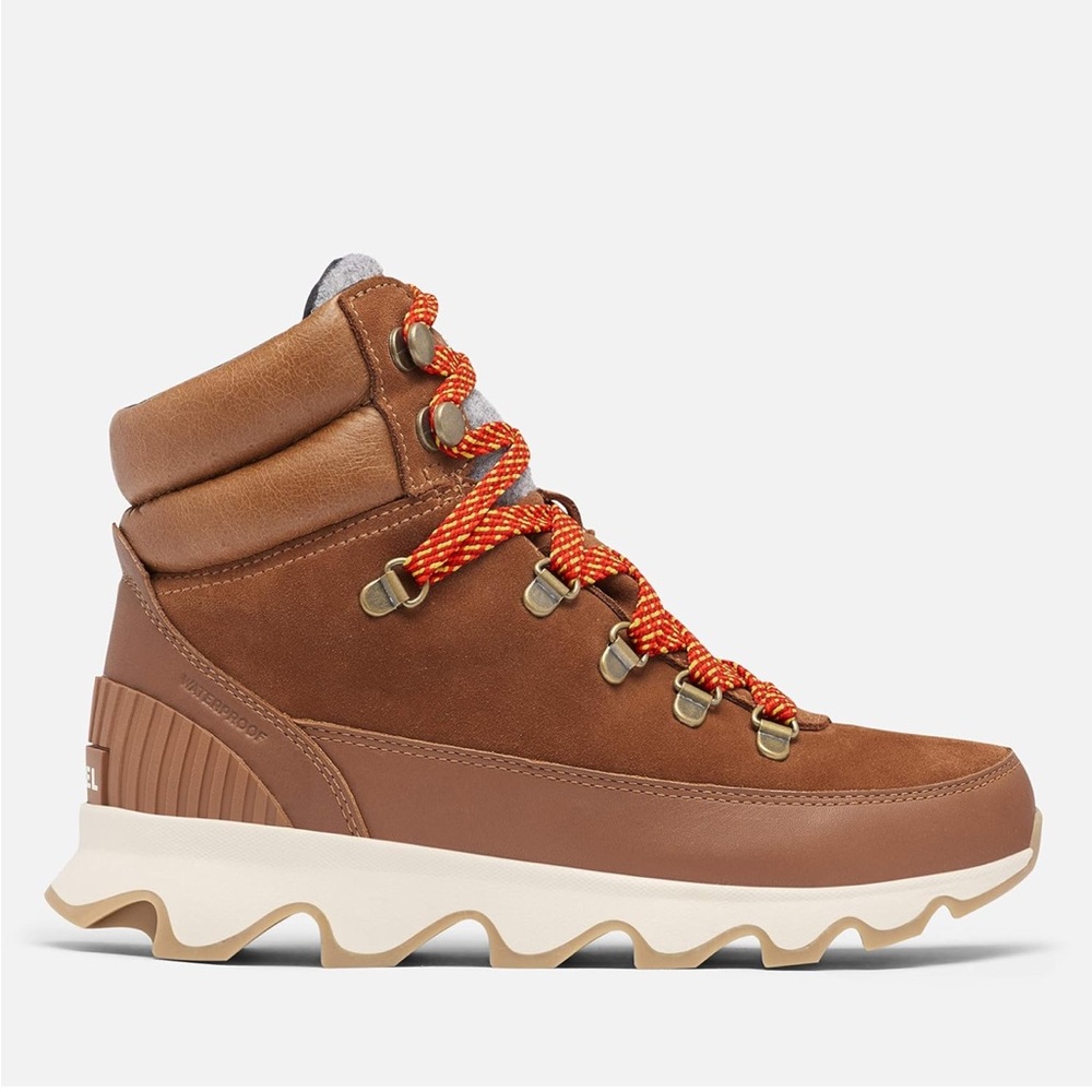 Sorel Brown Lace Up Boots with Red Accents